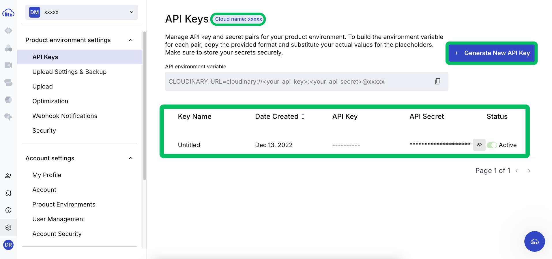 Cloudinary API Key